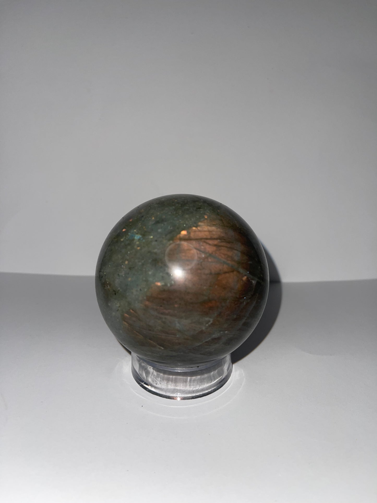 Labradorite sphere sunset flash