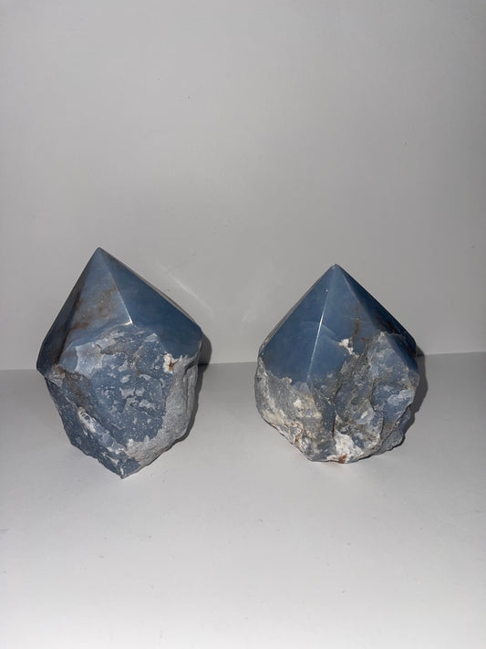 Angelite half polished point