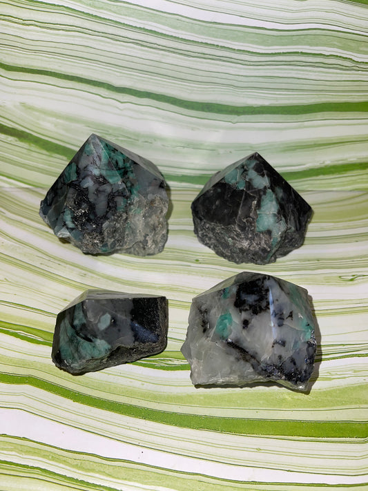 Emerald in matrix half polished specimens