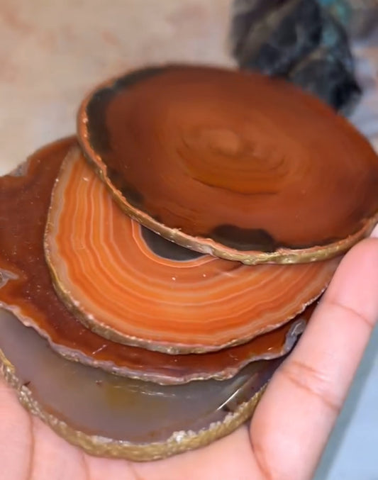 Red agate coaster set of 4